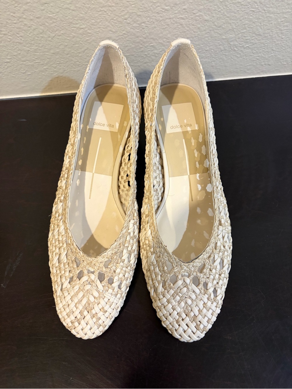 Dolce Vita Cream Woven Pointed-Toe block heels
